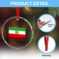 Make Iran Great Again Crystal Glass Ornament Vintage Lion and Sun Flag Patriotic Iranian Pride