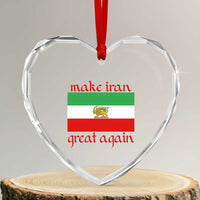 Make Iran Great Again Heart Crystal Glass Ornament Vintage Lion and Sun Flag Patriotic Iranian Pride