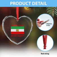 Make Iran Great Again Heart Crystal Glass Ornament Vintage Lion and Sun Flag Patriotic Iranian Pride
