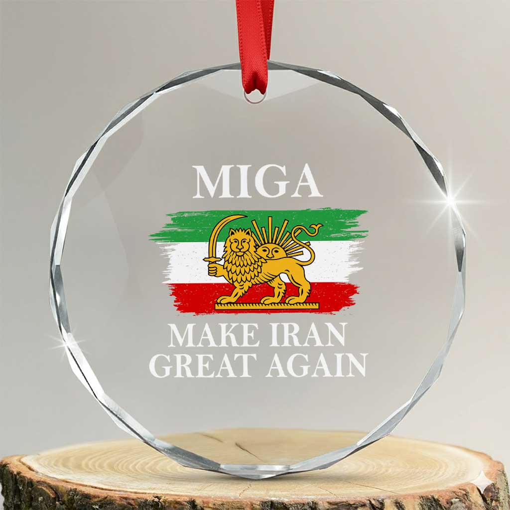 Make Iran Great Again Patriotic MIGA Crystal Glass Ornament Lion and Sun Flag Iranian Revolution