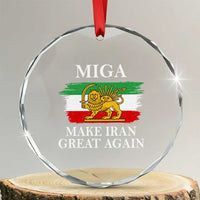 Make Iran Great Again Patriotic MIGA Crystal Glass Ornament Lion and Sun Flag Iranian Revolution