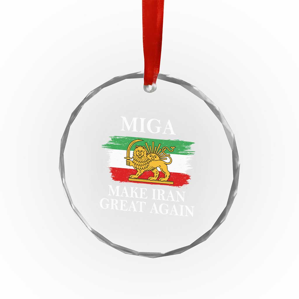 Make Iran Great Again Patriotic MIGA Crystal Glass Ornament Lion and Sun Flag Iranian Revolution