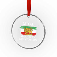 Make Iran Great Again Patriotic MIGA Crystal Glass Ornament Lion and Sun Flag Iranian Revolution