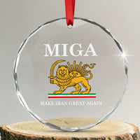Make Iran Great Again Patriotic MIGA Crystal Glass Ornament Lion and Sun Iranian Revolution Freedom Supporters