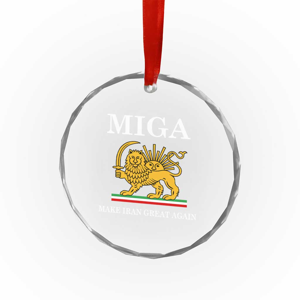 Make Iran Great Again Patriotic MIGA Crystal Glass Ornament Lion and Sun Iranian Revolution Freedom Supporters