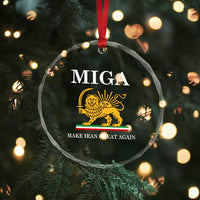 Make Iran Great Again Patriotic MIGA Crystal Glass Ornament Lion and Sun Iranian Revolution Freedom Supporters