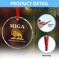 Make Iran Great Again Patriotic MIGA Crystal Glass Ornament Lion and Sun Iranian Revolution Freedom Supporters