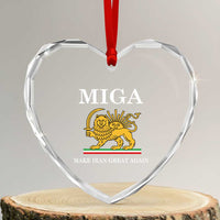 Make Iran Great Again Patriotic MIGA Heart Crystal Glass Ornament Lion and Sun Iranian Revolution Freedom Supporters