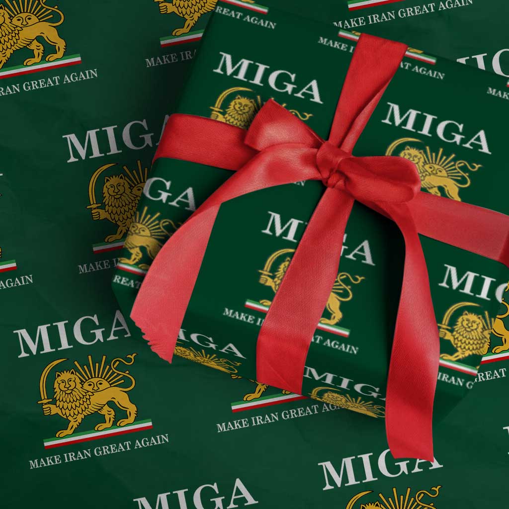 Make Iran Great Again Patriotic MIGA Wrapping Paper Roll Lion and Sun Iranian Revolution Freedom Supporters