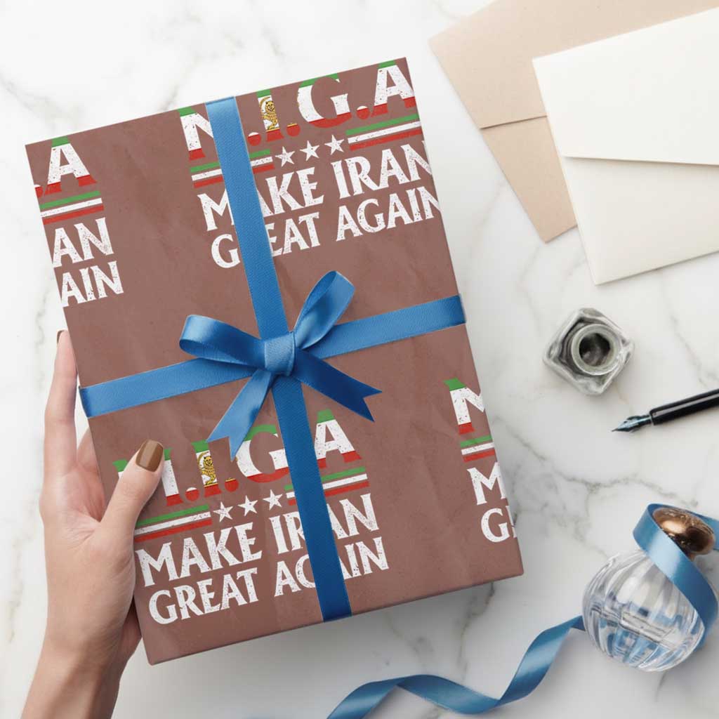 Make Iran Great Again Wrapping Paper Roll MIGA Emblem Of Iran Persian Lion Flag
