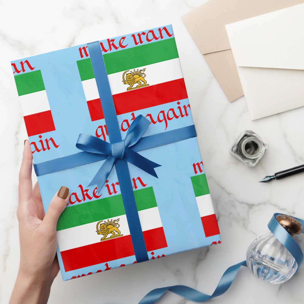 Make Iran Great Again Wrapping Paper Roll Vintage Lion and Sun Flag Patriotic Iranian Pride