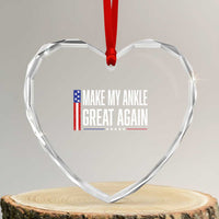 Make My Ankle Great Again Funny Ankle Surgery Recovery Heart Crystal Glass Ornament Vintage USA Flag Patriotic
