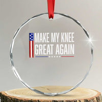 Make My Knee Great Again Funny Broken Knee Surgery Recovery Crystal Glass Ornament Vintage USA Flag Patriotic