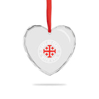 Make No Peace With Evil Jerusalem Cross Heart Crystal Glass Ornament Christian Warrior Crusader Emblem Graphic