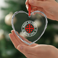 Make No Peace With Evil Jerusalem Cross Heart Crystal Glass Ornament Christian Warrior Crusader Emblem Graphic