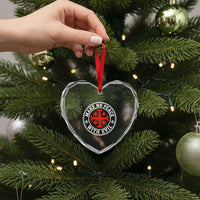 Make No Peace With Evil Jerusalem Cross Heart Crystal Glass Ornament Christian Warrior Crusader Emblem Graphic