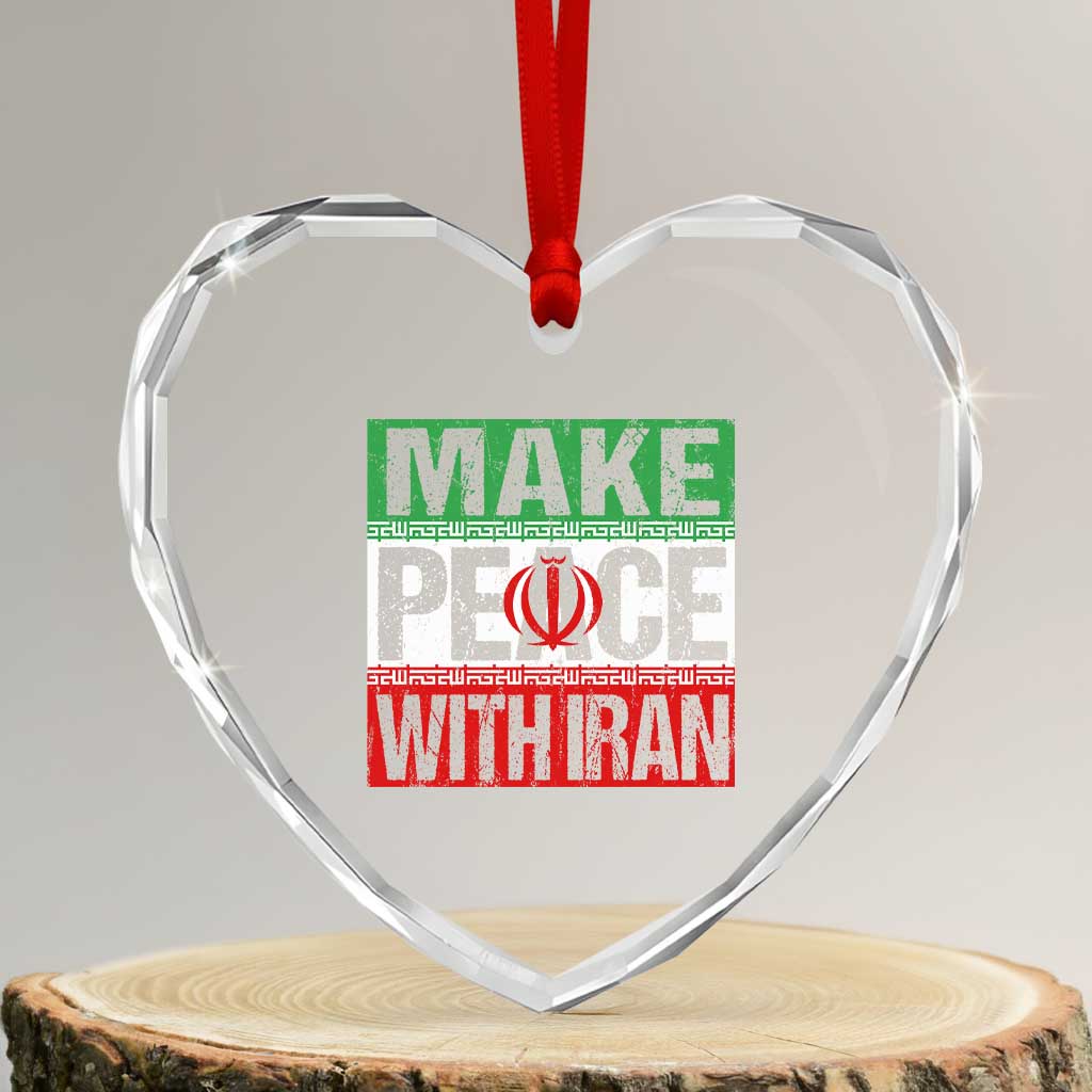 Make Peace With Iran Heart Crystal Glass Ornament Peace Pacifist Stop War In Middle East