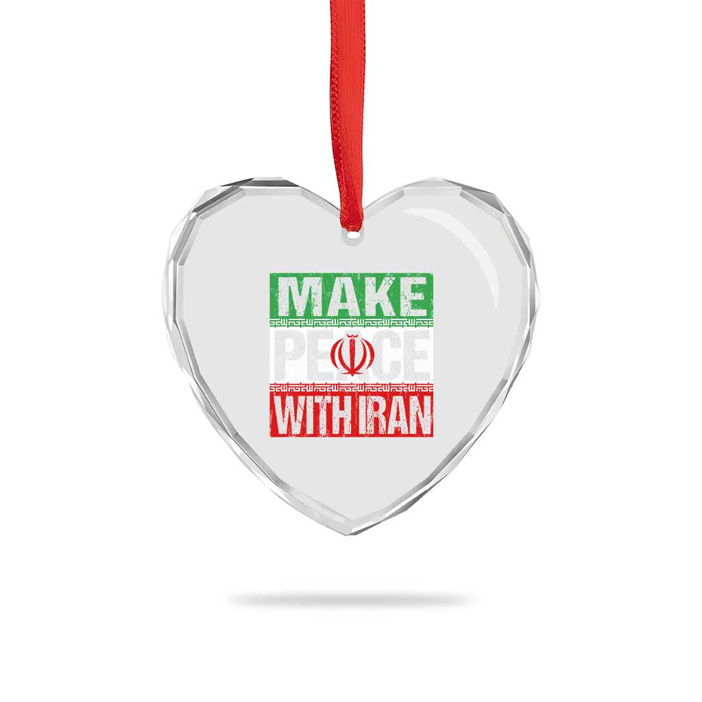 Make Peace With Iran Heart Crystal Glass Ornament Peace Pacifist Stop War In Middle East