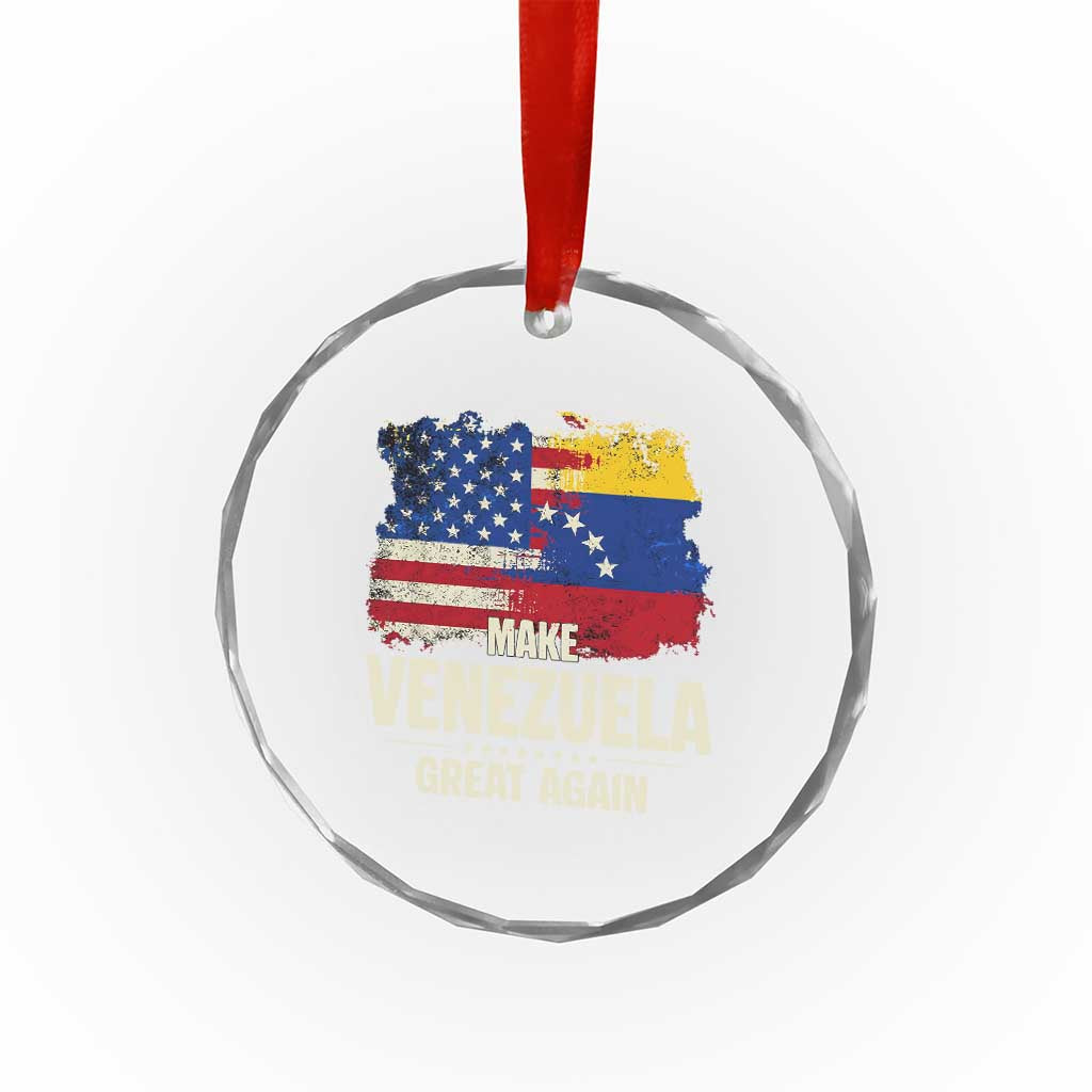 Make Venezuela Great Again Crystal Glass Ornament Distressed US  and Venezuela Flag Unity - Wonder Print Shop