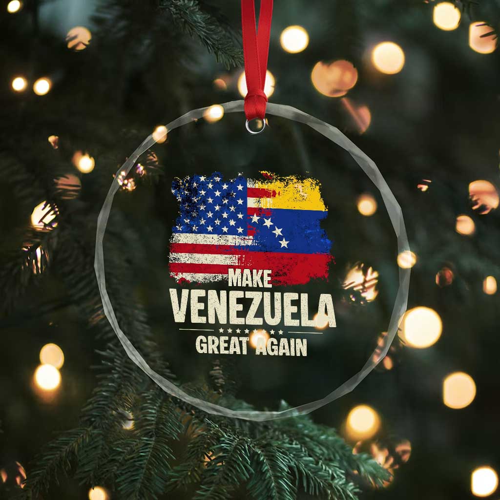 Make Venezuela Great Again Crystal Glass Ornament Distressed US  and Venezuela Flag Unity - Wonder Print Shop
