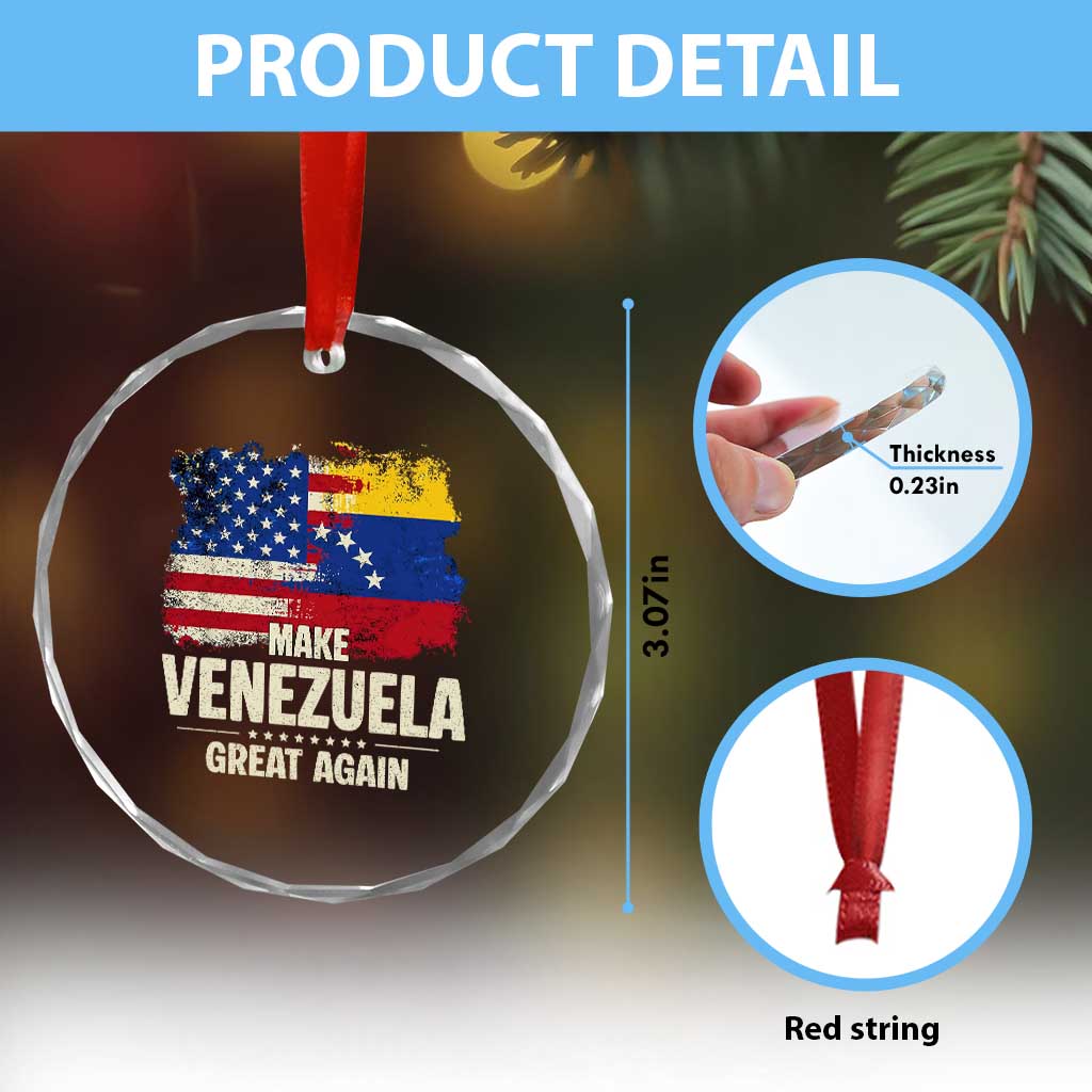 Make Venezuela Great Again Crystal Glass Ornament Distressed US  and Venezuela Flag Unity - Wonder Print Shop