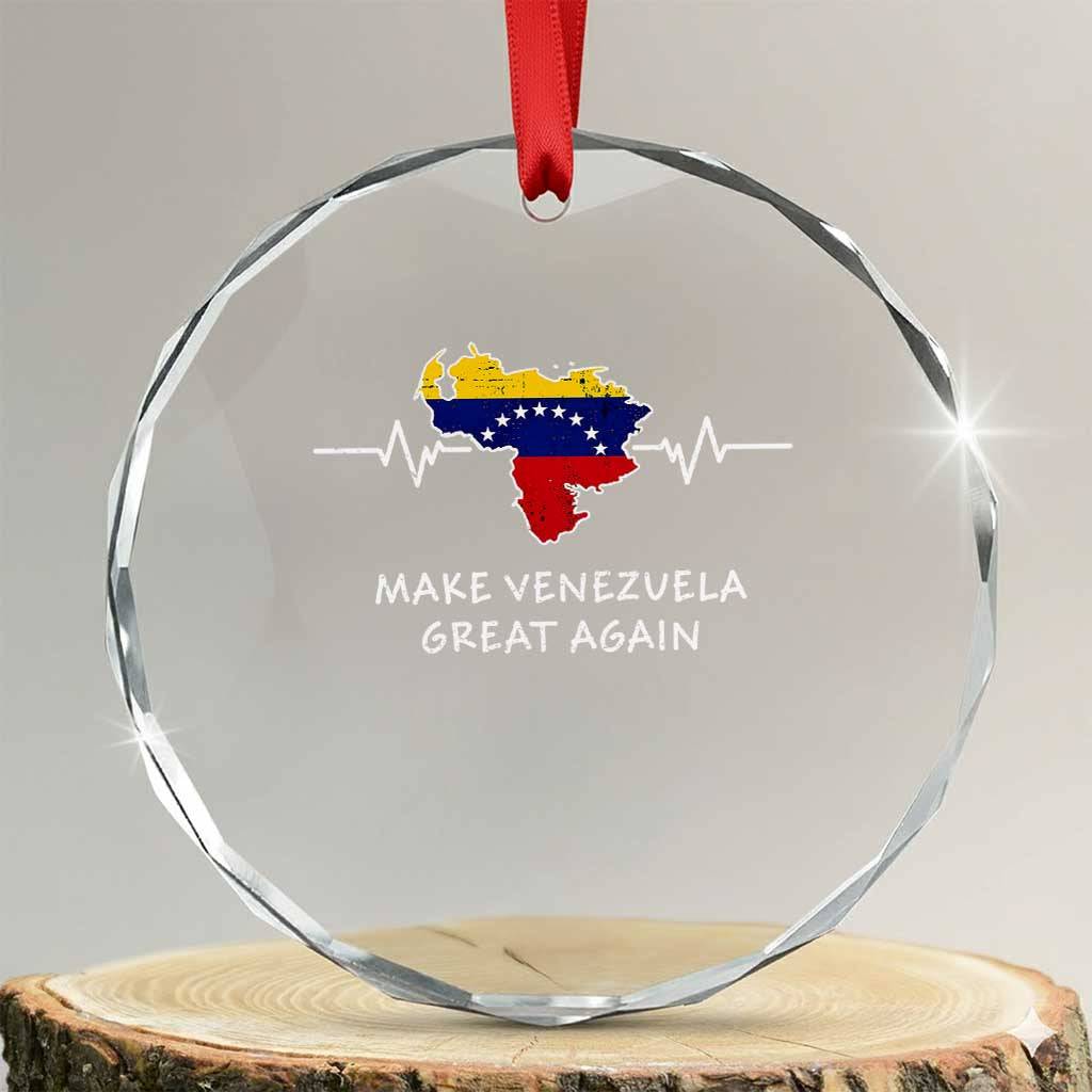 Make Venezuela Great Again Crystal Glass Ornament Patriotic Support Heartbeat Distressed Map Graphic - Wonder Print Shop
