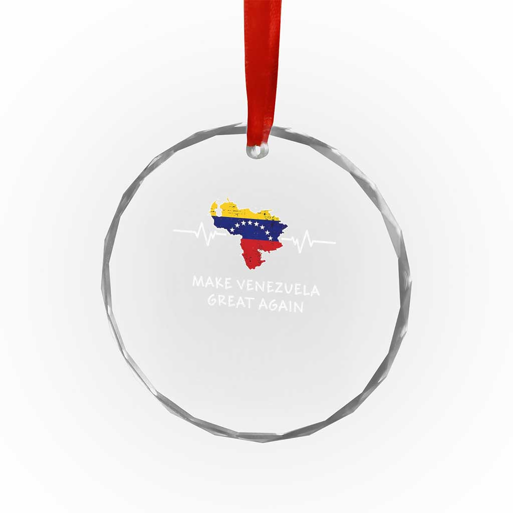Make Venezuela Great Again Crystal Glass Ornament Patriotic Support Heartbeat Distressed Map Graphic - Wonder Print Shop