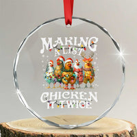Making A List Chicken It Twice Crystal Glass Ornament Funny Christmas Chicken - Wonder Print Shop