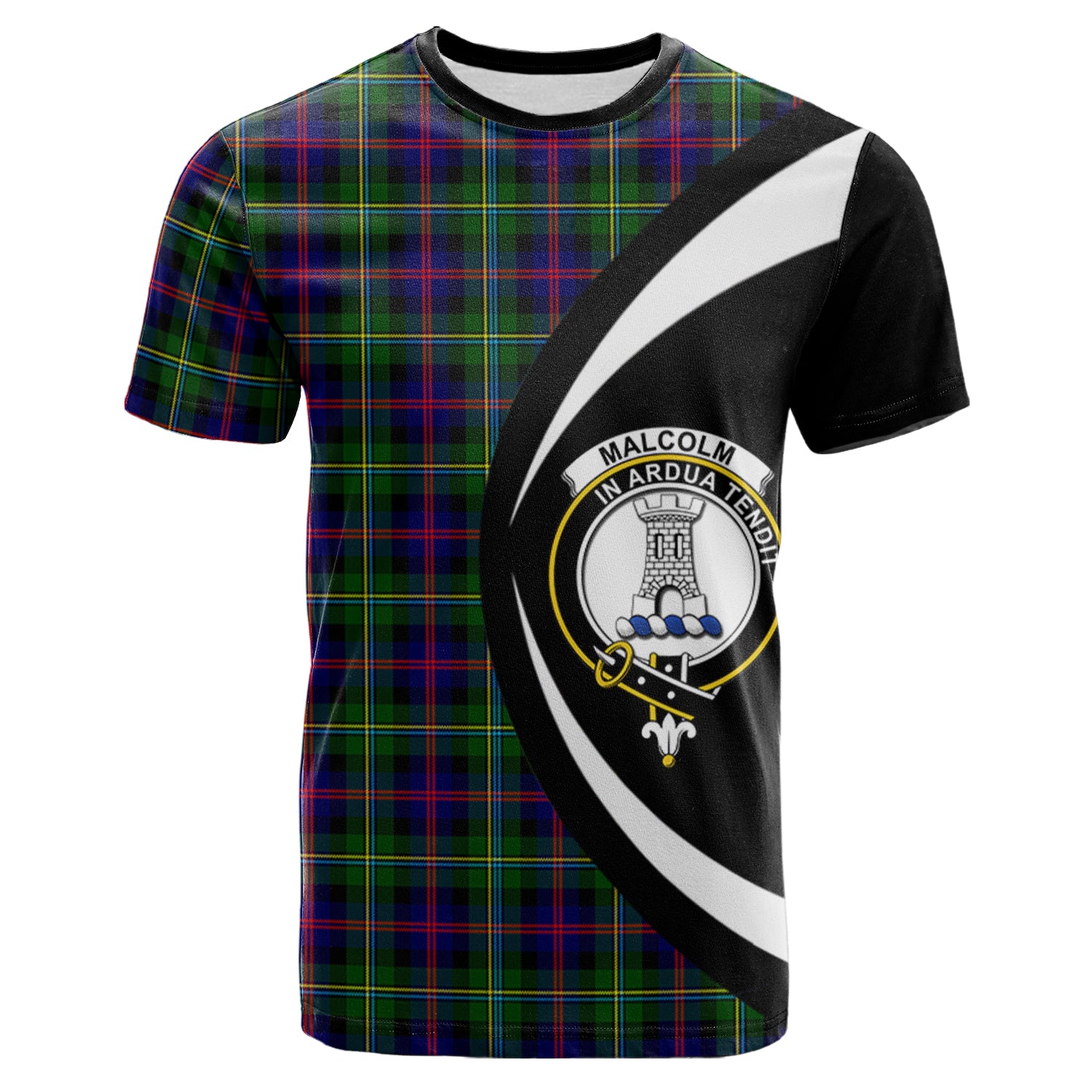 scottish-malcolm-clan-crest-circle-style-tartan-t-shirt
