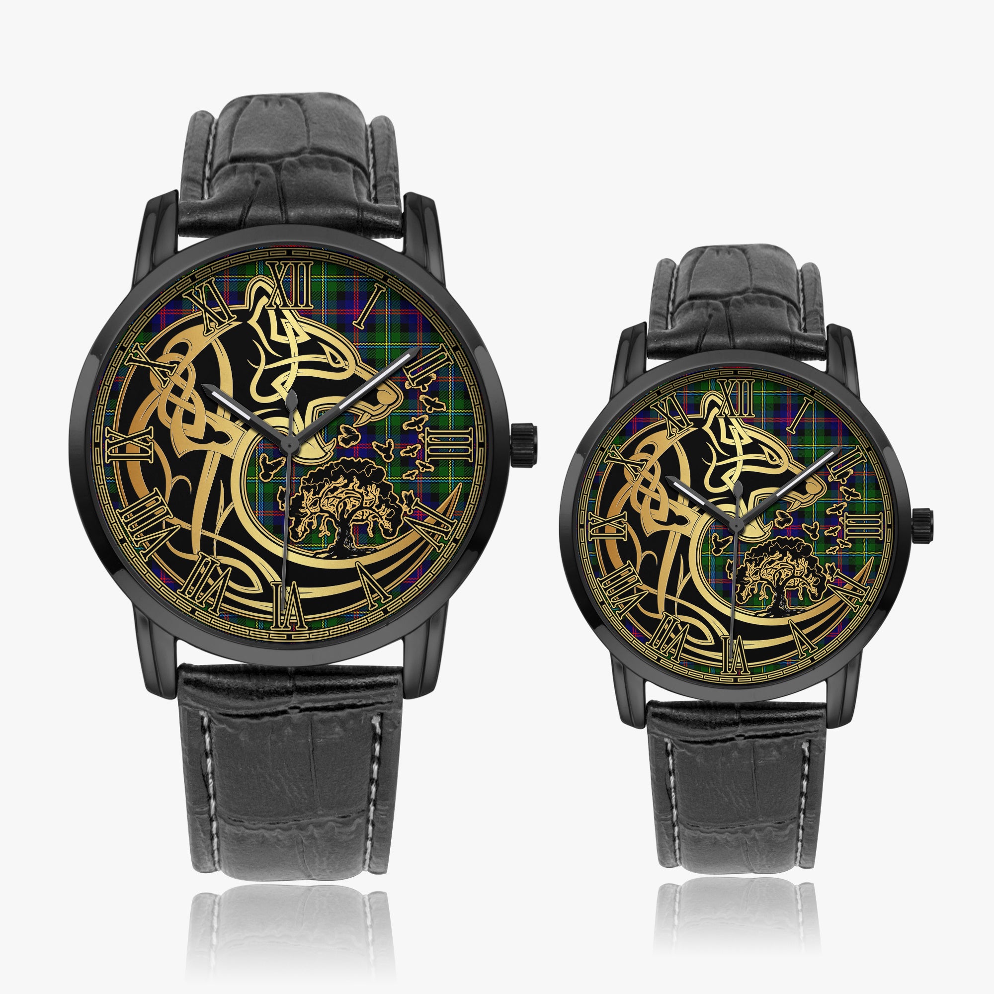 malcolm-tartan-watch-with-leather-trap-tartan-instafamous-quartz-leather-strap-watch-golden-celtic-wolf-style