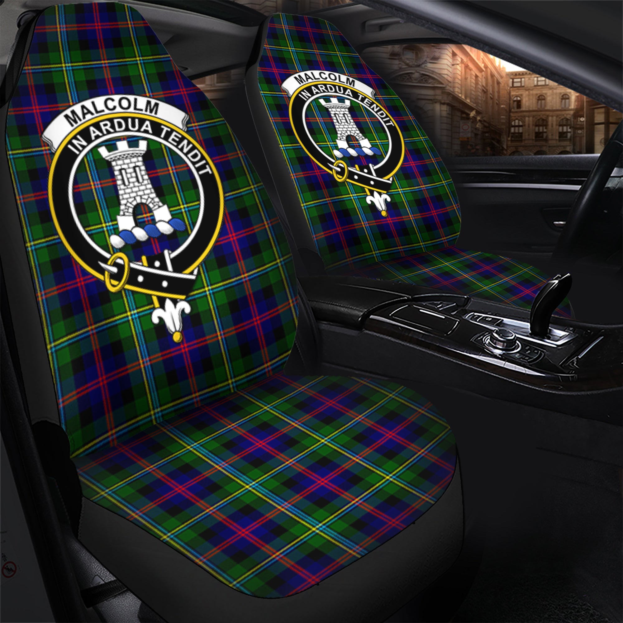 Malcolm Clan Tartan Car Seat Cover, Family Crest Tartan Seat Cover TS23