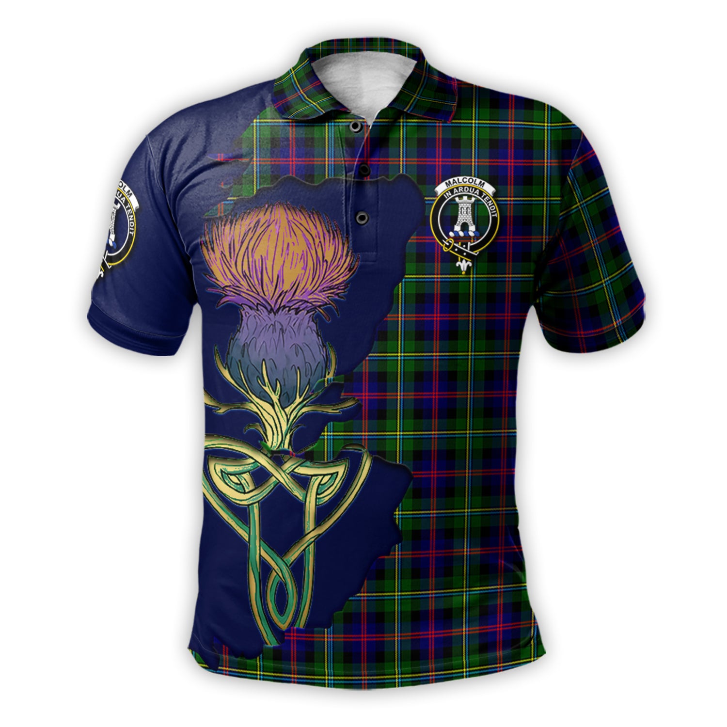 malcolm-tartan-family-crest-polo-shirt-tartan-plaid-with-thistle-and-scotland-map-polo-shirt