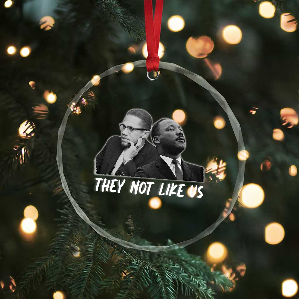 Malcolm X and MLK Crystal Glass Ornament They Not Like Us - Wonder Print Shop