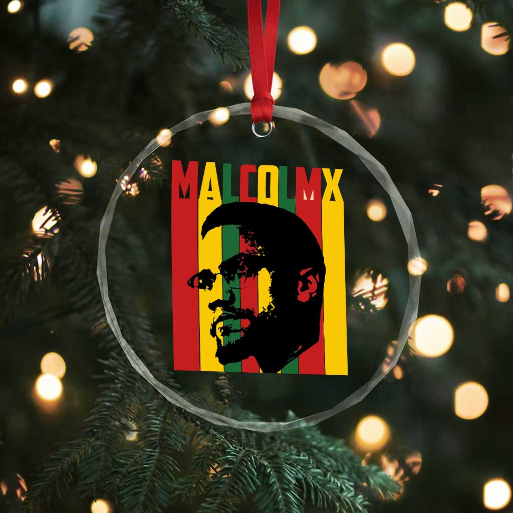 Malcolm X Crystal Glass Ornament Pan African Flag Black History - Wonder Print Shop