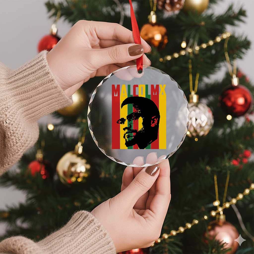 Malcolm X Crystal Glass Ornament Pan African Flag Black History - Wonder Print Shop