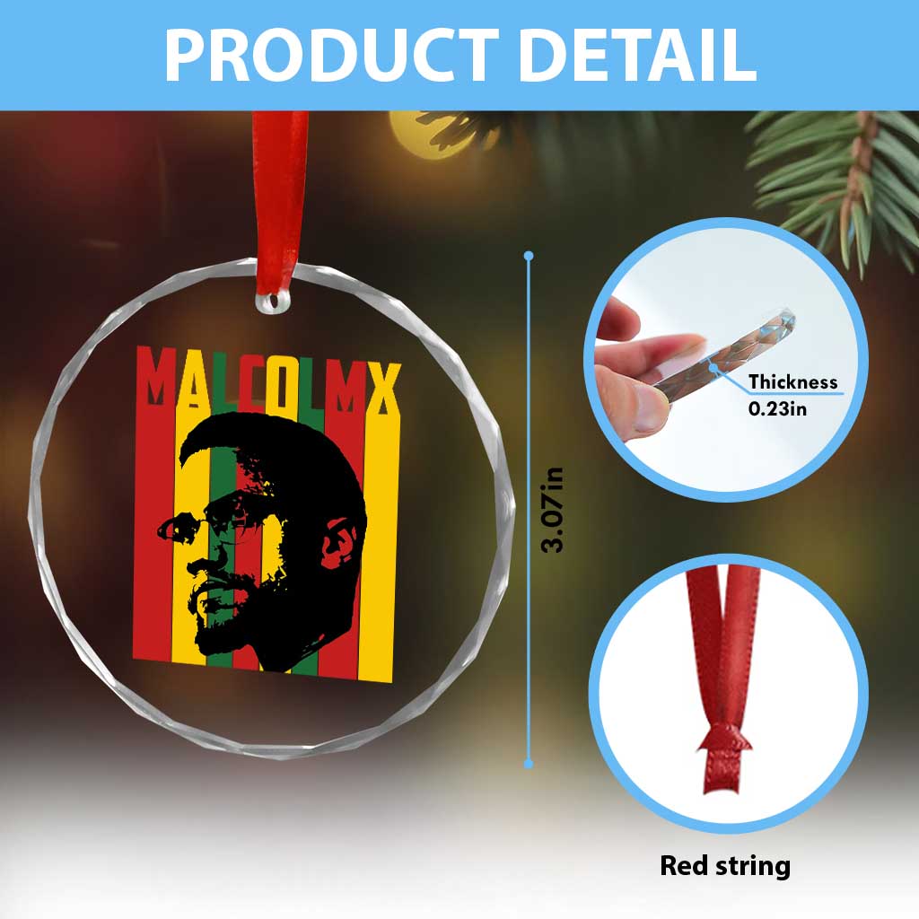Malcolm X Crystal Glass Ornament Pan African Flag Black History - Wonder Print Shop