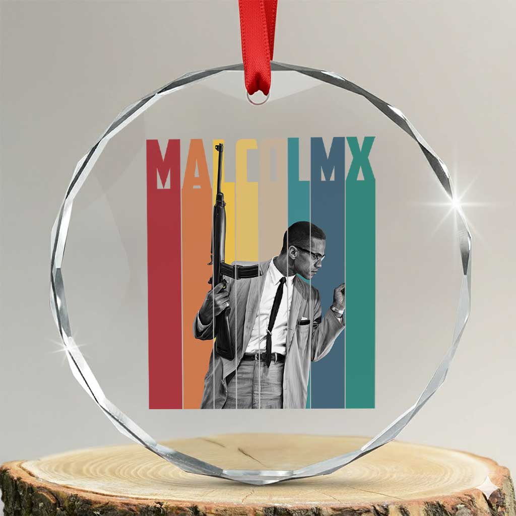 Malcolm X Crystal Glass Ornament Retro Portrait Black Empowerment Heritage Gift - Wonder Print Shop