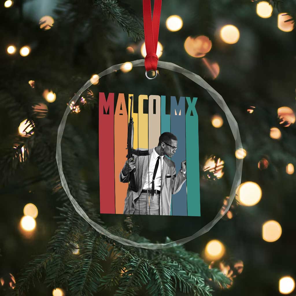 Malcolm X Crystal Glass Ornament Retro Portrait Black Empowerment Heritage Gift - Wonder Print Shop