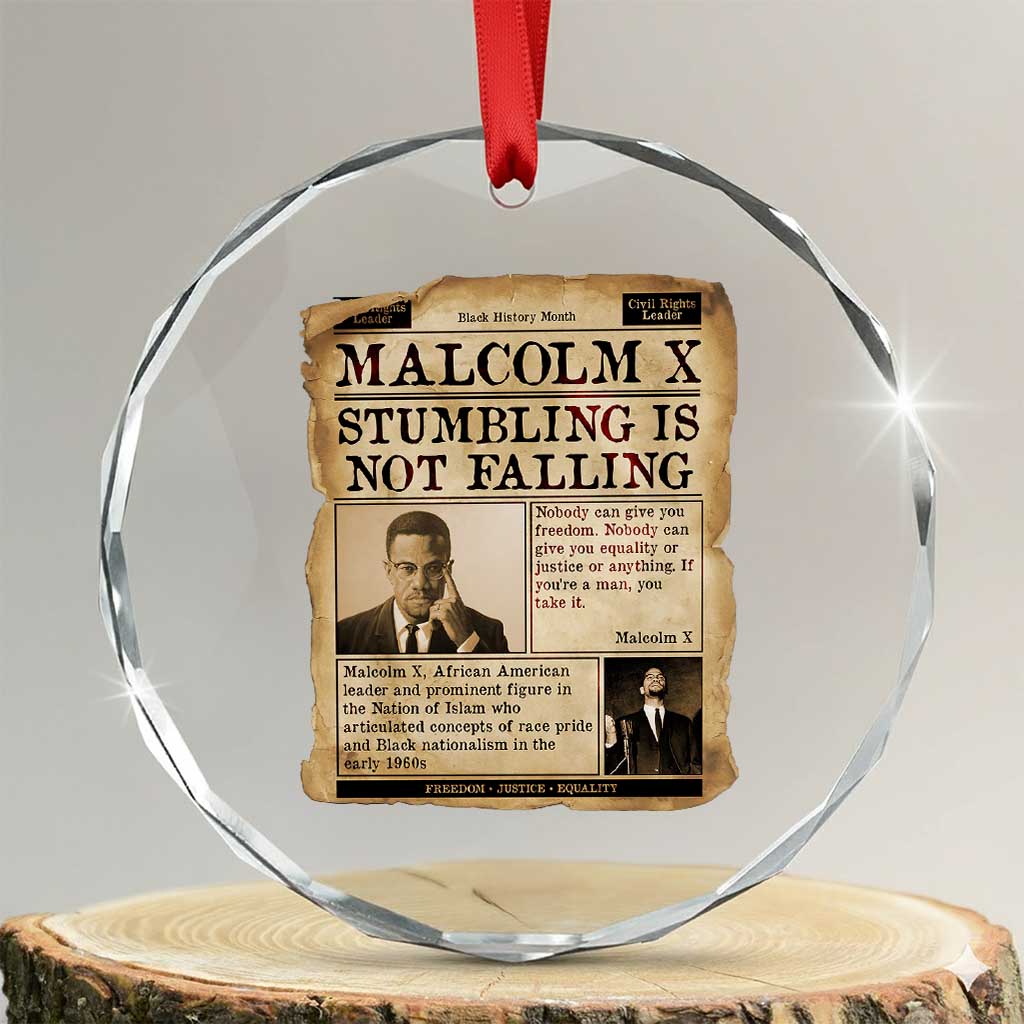 Malcolm X Crystal Glass Ornament Stumbling Is Not Falling Civil Rights Leader TS12