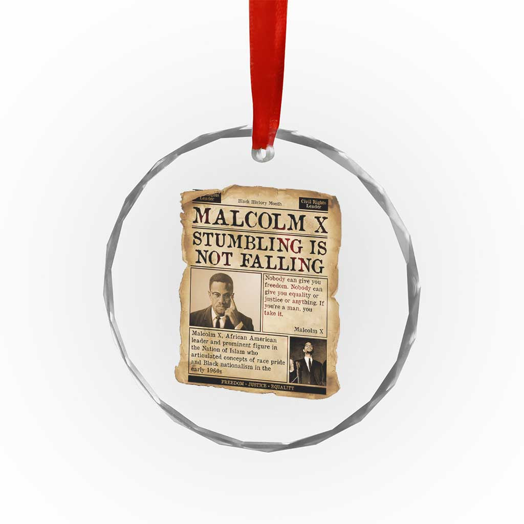 Malcolm X Crystal Glass Ornament Stumbling Is Not Falling Civil Rights Leader TS12
