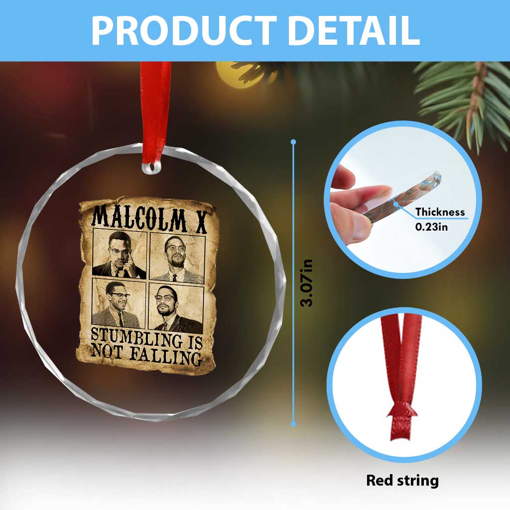 Malcolm X Crystal Glass Ornament Stumbling Is Not Falling Historical Poster TS12