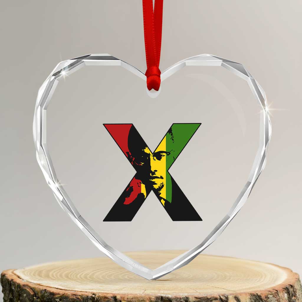 Malcolm X Heart Crystal Glass Ornament African American Heritage Gift - Wonder Print Shop