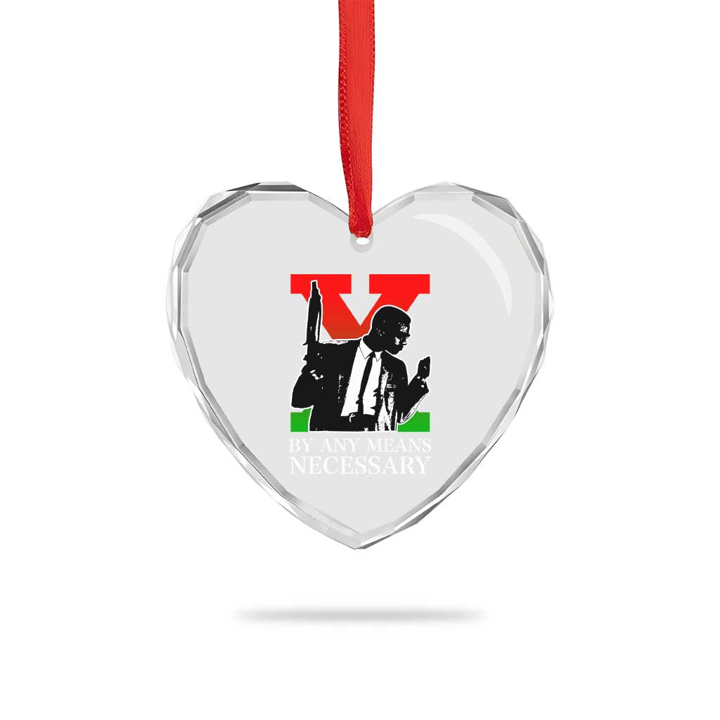 Malcolm X Heart Crystal Glass Ornament By Any Means Necessary - Wonder Print Shop