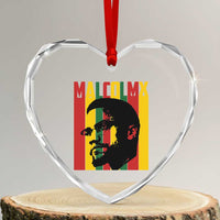 Malcolm X Heart Crystal Glass Ornament Pan African Flag Black History - Wonder Print Shop
