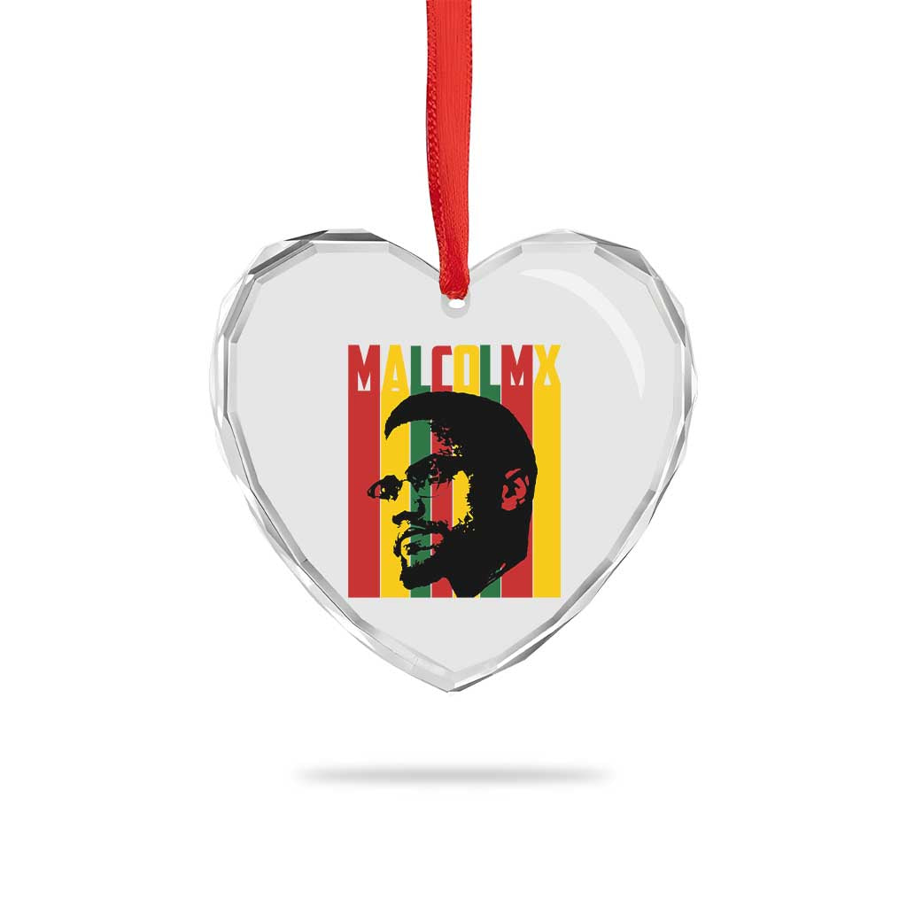 Malcolm X Heart Crystal Glass Ornament Pan African Flag Black History - Wonder Print Shop