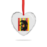 Malcolm X Heart Crystal Glass Ornament Pan African Flag Black History - Wonder Print Shop