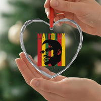 Malcolm X Heart Crystal Glass Ornament Pan African Flag Black History - Wonder Print Shop