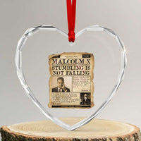 Malcolm X Heart Crystal Glass Ornament Stumbling Is Not Falling Civil Rights Leader TS12