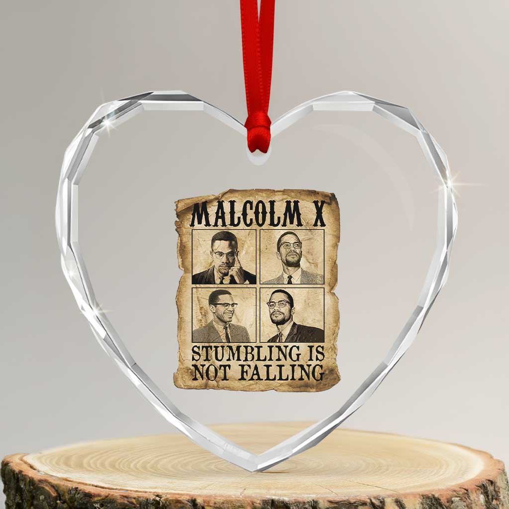 Malcolm X Heart Crystal Glass Ornament Stumbling Is Not Falling Historical Poster TS12
