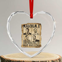 Malcolm X Heart Crystal Glass Ornament Stumbling Is Not Falling Historical Poster TS12